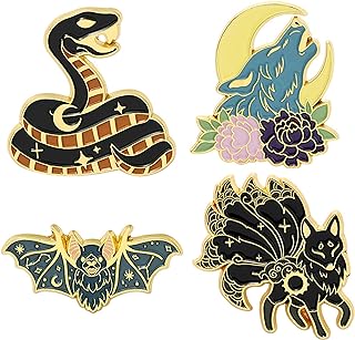 ROFARSOCute Animal Enamel Brooch Pins Cartoon Rabbit Snake Fox Crow Flower Bush Plant Pin Set Lapel Pins Accessory for Backpacks Badges Hats Bags for Women Girls Kids Gift