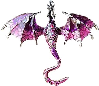 Enamel Dragon Brooch Set With Crystal Animal Pins，Vintage Punk Dragon Animal Brooch Accessories for Men and Women