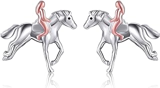 Sterling Silver Horse Stud Earrings - Cluster Design with Push Back for Women and Girls, Perfect Valentine's Day Gift