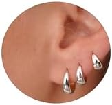 ASCOMY 3 Pairs Gold Hoop Earrings Set for Women Gold Twisted Huggie Hoops Earrings 14K Gold/Silver/White Gold Plated Lightweight Hypoallergenic Chunky Open Hoop Earrings Set Jewelry Gifts for Women