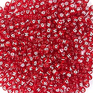 600 PCs 7mm Letter Beads Set DIY Black White Acrylic Alphabet Letter Cylinder Column Beads for Jewelry Making, Bracelets, Necklaces, Key Chains (Wine-Red)