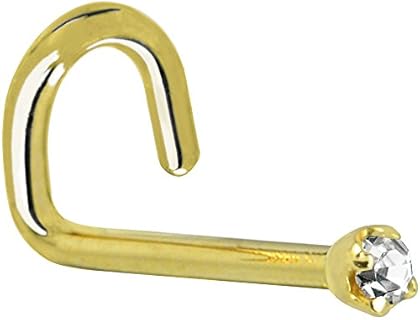 Body Candy 14k Yellow Gold 1.5mm Diamond (0.015 cttw) Left Nose Stud Screw 20 Gauge