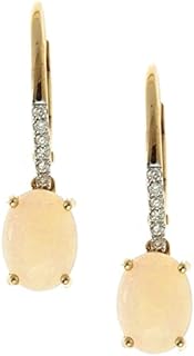 Gin & Grace 14K Yellow Gold, Australian Opal & Diamond LeverBack Dangle Drop Earrings with Push Back for Women