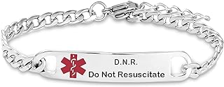 SBI Jewelry Silver First Aid Medical Alert Bracelet for Women Men Emergency Support Pendant Family Health Stainless Steel Friends