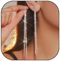 Spiral Clasp Rhinestone Tassel Drop Earrings with Zircon Gems for Women in Elegant Drop Design by HUJUON – Perfect for Weddings and Everyday Wear