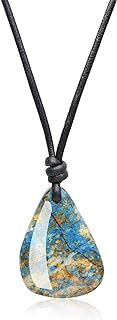 COAI Leather Cord Irregular Azurite Crystal Necklace