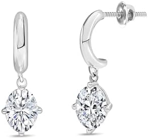 1.00 Carat Oval Lab Grown White Diamond or Cubic Zirconia Solitaire Classic Drop Earrings for Women in 925 Sterling Silver