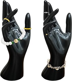 BYZESTY Présentoir de Bijoux pour Fille et Femme, en PVC Texturé, Noir, pour Bagues et Bracelets, Design Élégant de 14 cm, Idéal pour Magasins et Usage Privé