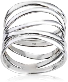 Classic Silver Plain Multi Cross Lines Wide Band Ring,S925 Sterling Silver Statement Thumb Index Finger Chunky Band Ring,Cocktail Party Ring for Women