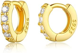 Cubic Zirconia Pave Cz Hoop Earrings Huggie Tiny Mini Small for Cartilage Sterling Silver Gold Plated 11mm 9mm 8mm 7mm Hoop Earrings
