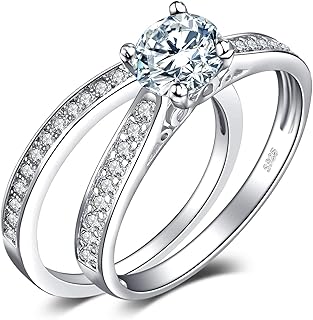 JewelryPalace Bague de Fiançailles Originale en Argent S925 Rhodié avec Zircone Cubique Solitaire de 1.3ct et Taille 47, Plaqué Or Jaune et Rose, pour Femmes Élégantes