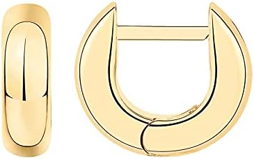 PAVOI 14K Gold Plated 925 Sterling Silver Post Ultra Thick Huggie Earring | Women's Mini Hoop Earrings | Gold Plated Small Hoops