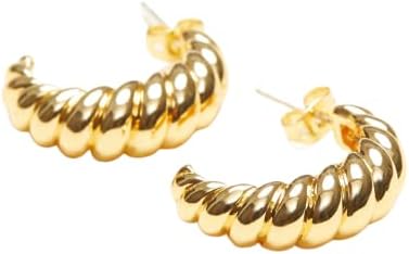 18K Gold Plated Titanium Croissant Hoop Earrings, Croissant Hoops, Hypoallergenic Titanium Posts, Never Tarnish, Hoops Minimalist Style Women Jewelry, Instagram Style