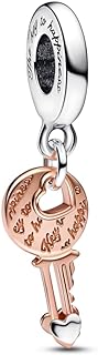 Pandora Two-Tone Key & Sliding Heart Charm Bracelet For Women, Crafted with Rose Gold & Sterling Silver - Perfect Mother's Day Gift