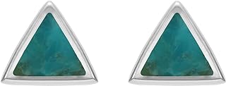 Sterling Silver Triangle Inlay Stud Earrings with Push Back for Women, Hypoallergenic, Nickel-Free and Minimalist Design
