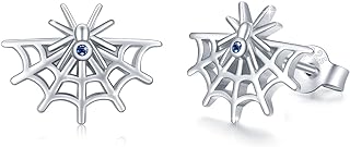 Spider Stud Earrings 925 Sterling Silver Personality Spider Web Earrings for Women Girls Little Spider Jewelry Gifts Halloween Day