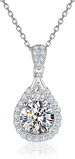 Hodea 14K Gold Plated Heart Diamond Necklace Sparkle Solitaire Pendant Halo Necklace for Women Classic Luxury Love Clavicle Neckband Valentine's Day Gift