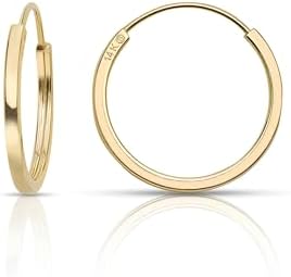 Olivia's Collection Endless 14k Yellow Gold Flat Hoop Earrings - Lightweight, Versatile for Men, Women, Teens