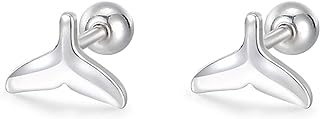 20g Tiny Cute Mermaid Tail Stud Earrings for Women Girls Teens 925 Sterling Silver Hypoallergenic Minimalist Fish Fin Small Balls Screw Back Studs Cartilage Tragus Post Dainty Simple Birthday