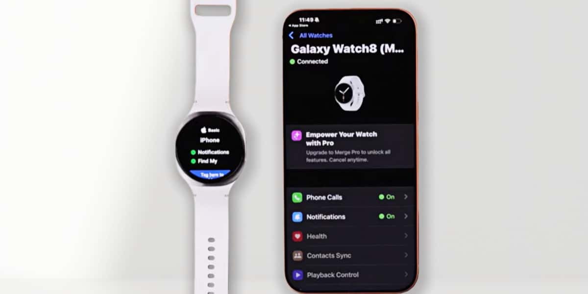 Galaxy Watch 8 connected to an iPhone 17 via Bluetooth