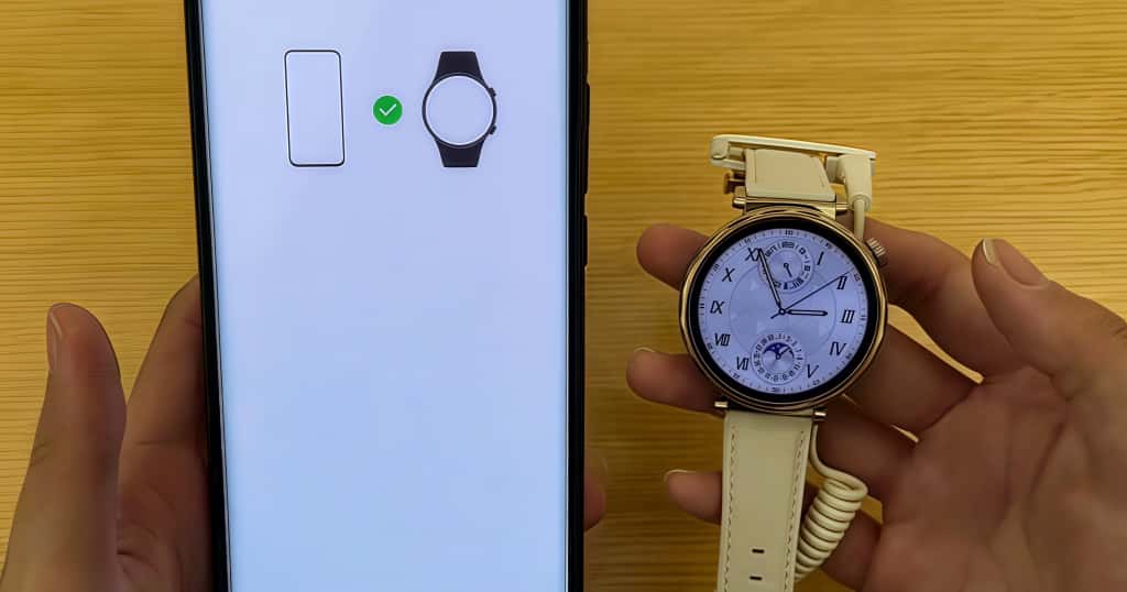 Esto muestra el proceso de emparejamiento entre un smartphone y un reloj Huawei, sirviendo como guía sobre cómo conectar un smartwatch Huawei a un dispositivo Android o iPhone
