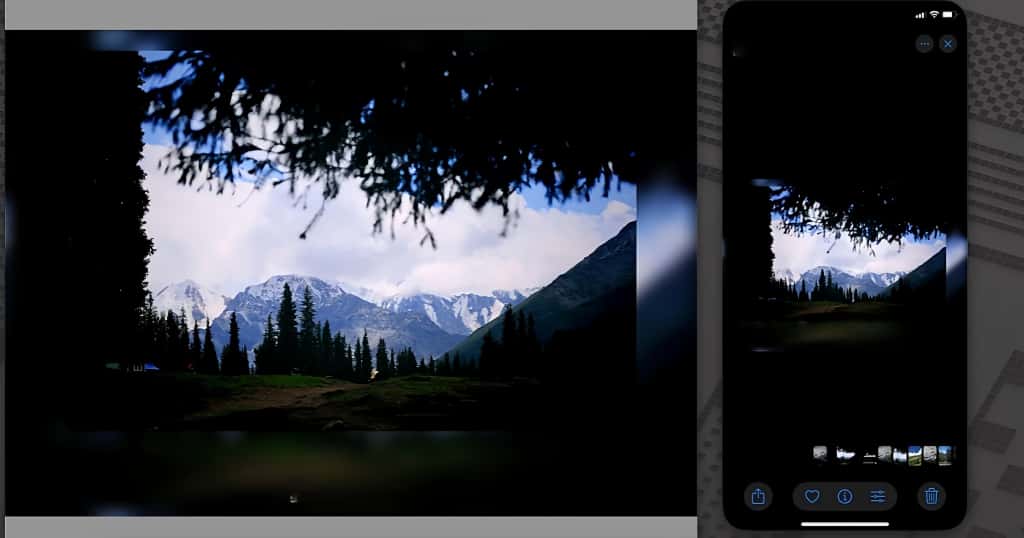 Esto muestra cómo sincronizar fotos de tu iPhone a tu Mac usando la duplicación de pantalla, ilustrando técnicas para optimizar la duplicación de pantalla del iPhone a la Mac.jpg