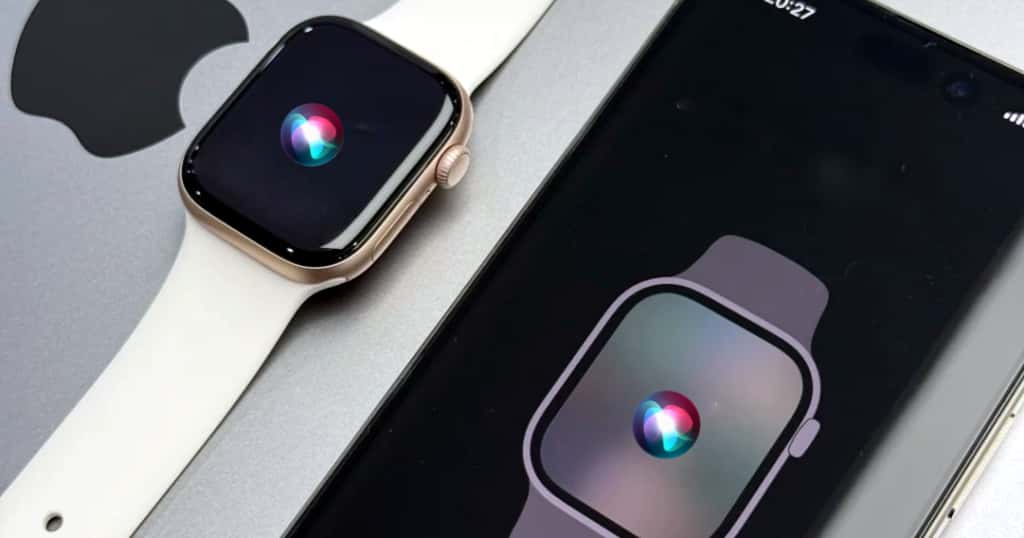 Siriが起動したApple WatchとiPhoneの画面を示す画像 Siriの誤作動を防ぐための対処法を説明するための写真