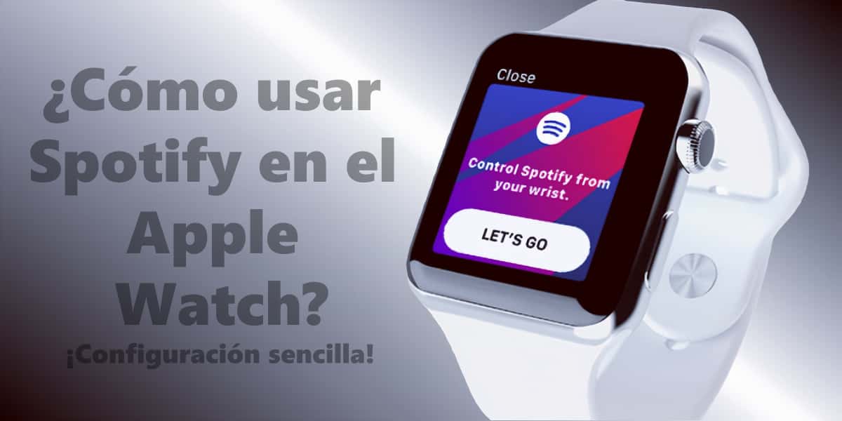 La imagen muestra un Apple Watch con la aplicación Spotify abierta en su pantalla, demostrando los pasos para configurar Spotify en el Apple Watch.jpg