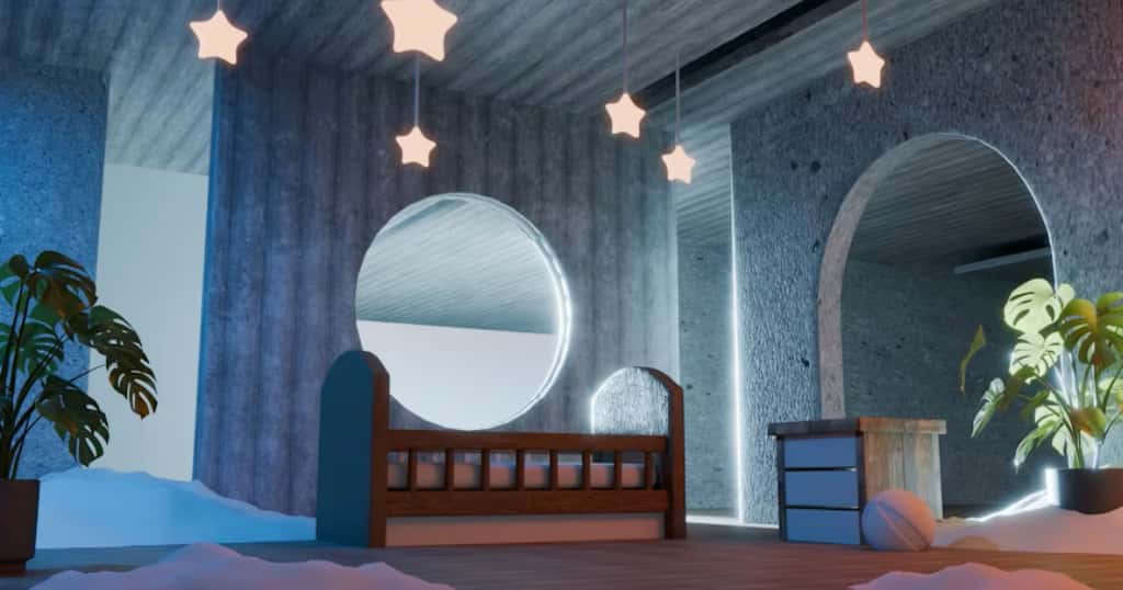 Gedämpftes Licht im Babyzimmer in der Nacht