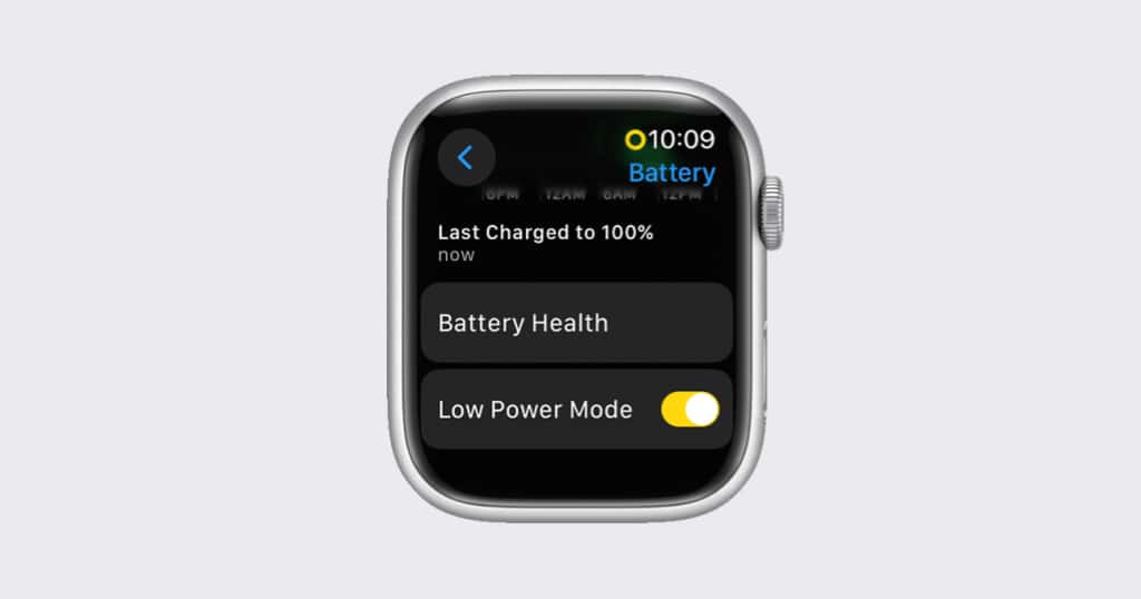 Apple Watch configurando el modo de bajo consumo