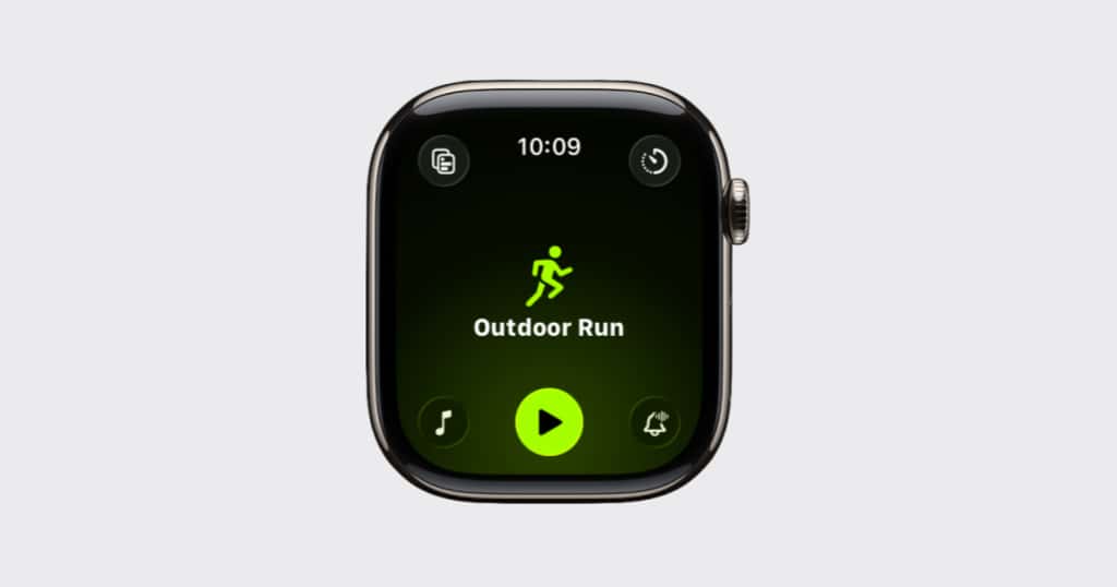 Apple Watch con entreno de correr seleccionado
