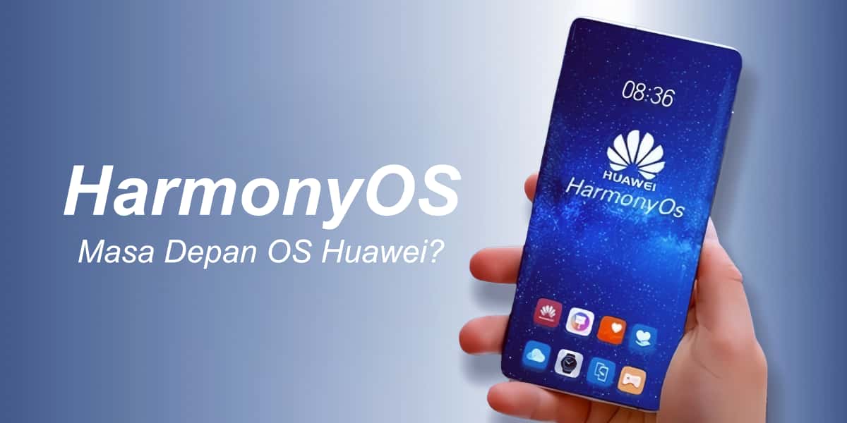 Logo HarmonyOS pada layar telepon pintar, terkait dengan sistem HarmonyOS inovatif milik Huawei