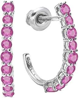 Dazzlingrock Collection 0.50 Carat (ctw) 14K Ladies Fancy J Shaped Hoop Earrings 1/2 CT, White Gold