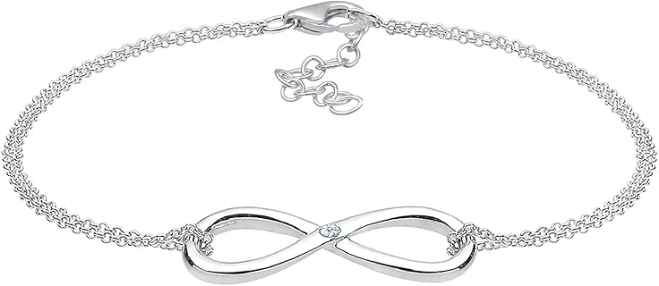 Diamore Damen Armband mit Diamanten und Infinity Anhänger, 925 Sterling Silber, 18 cm, anlaufgeschützt. Perfekt für moderne Frauen zu festlichen oder legeren Anlässen