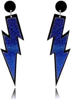 Lightning Bolt Earrings 80s Earrings for Women Acrylic Exaggerated Glitter Sequins Bolt Drop Dangle Earrings Halloween Christmas Jewelry