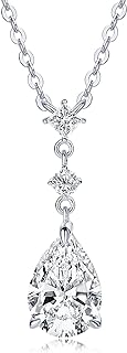 Dazzling 2CT Pear Cut Moissanite Platinum-Plated Pendant Necklace in Sterling Silver with Lobster Clasp and Cable Chain - Perfect Women's Birthday Gift