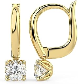 1/2 to 1 Carat Round Lab Grown Diamond Dangle Drop Earrings for Women I 14k Gold Earrings (G-H, VS1-VS2, 0.5 to 1 cttw) 4-Prong Set Brilliant Cut Diamond Earrings Leverback Earrings by Carbon Atelier