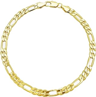 BA UNIQUE FASHION Anklet for Women, Girls in 8", 9",10",11",12" Sizes Gold Electroplated Figaro, Cuban, Mariner, Herringbone Ankle Bracelet - Made in Korea