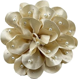Flower Brooch, Dainty Satin Fabric Rose Flower Extra Big Lapel Pins Elegant Silk Camellia Brooches For Women Wedding Party Banquet Ceremony Dress Suit Accessories Jewelry Gifts