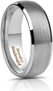 8mm Tungsten Carbide Brushed Finished Bevelled Edges Wedding Mens Band Ring Comfort Fit