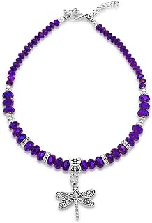 BESHEEK Crystal Dragonfly & Butterfly Charm Adjustable Anklet for Women Handmade Hypoallergenic Boho Beach Gala Wedding Style Fashion Jewelry