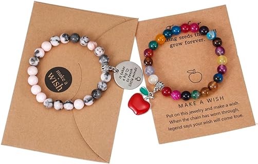 Lobster Claw Clasp Agate Pencil Bangle Bracelet with Bead Chain for Teachers - Teacher Appreciation Gifts by BOMAIL