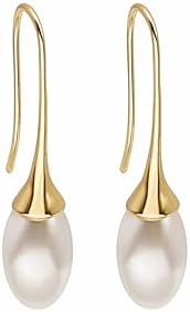 "Vintage Gold Pearl Dangle Earrings for Women - Hypoallergenic Teardrop Hoop Earrings, Mother's Day Gift"