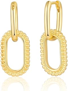 14K Gold Plated Copper Paperclip Hoop Earrings - Versatile Drop Dangle Design for Women - Lightweight, Hypoallergenic Statement Accessory