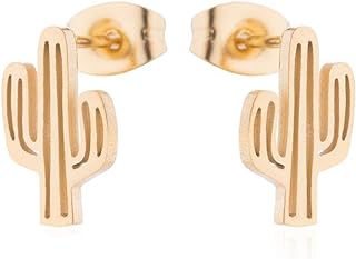 Unique Stainless Steel Cactus Stud Earrings by RUIZHEN - Durable Alloy Material with Vibrant Green Design, Perfect for Everyday or Special Occasion Wear