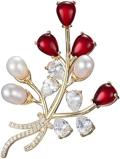 Elegant 14K Yellow Gold Phoenix Flower Brooch with Moissanite and Freshwater Pearls, Perfect Scarf and Coat Decorative Pin