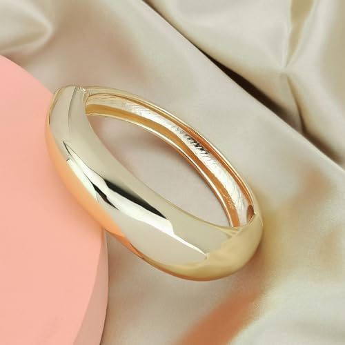 Gold Cuff Bangle Bracelet for Women Chunky 18k Gold Statement Bracelet Minimalist Thick Gold Hinge Wrist Cuff Bracelets for Women Men Jewelry Gifts