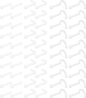 Versatile Ftovosyo Clear Acrylic Nose Stud Retainer Set - Comfortable L-Shape, Screw, Bone Styles - Unisex Design for Men & Women - Subtle for Professional Environments