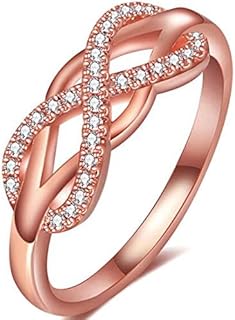 Jude Jewelers Silver Rose Gold Plated Infinity Heart Wedding Engagement Promise Statement Anniversary Ring