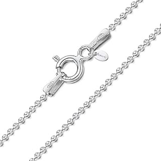 Amberta 925 Sterling Silver 1.2 mm Ball Bead Chain Necklace Various Styles